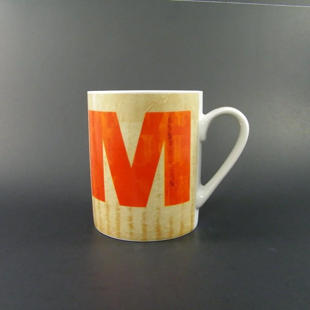 Pier 1 Porcelain Coffee / Tea Alphabet Mug. 